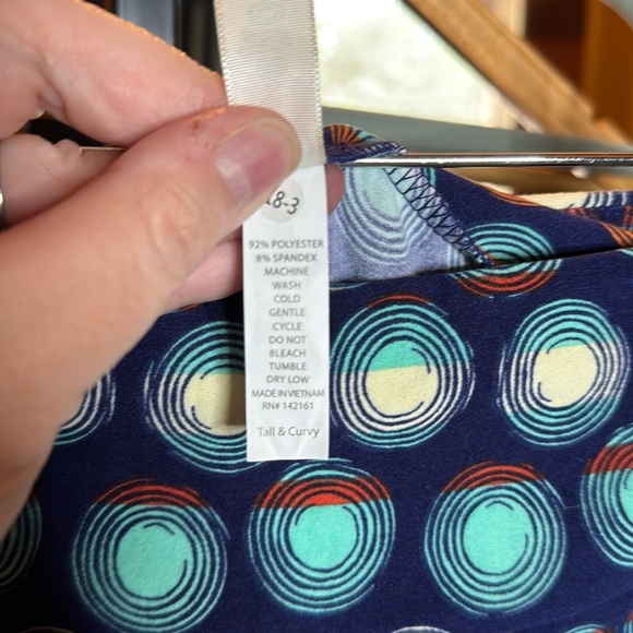 NEW Lularoe TC Tall & Curvy Blue Orange Cream Leggings Size 12-18 - Picture 4 of 5